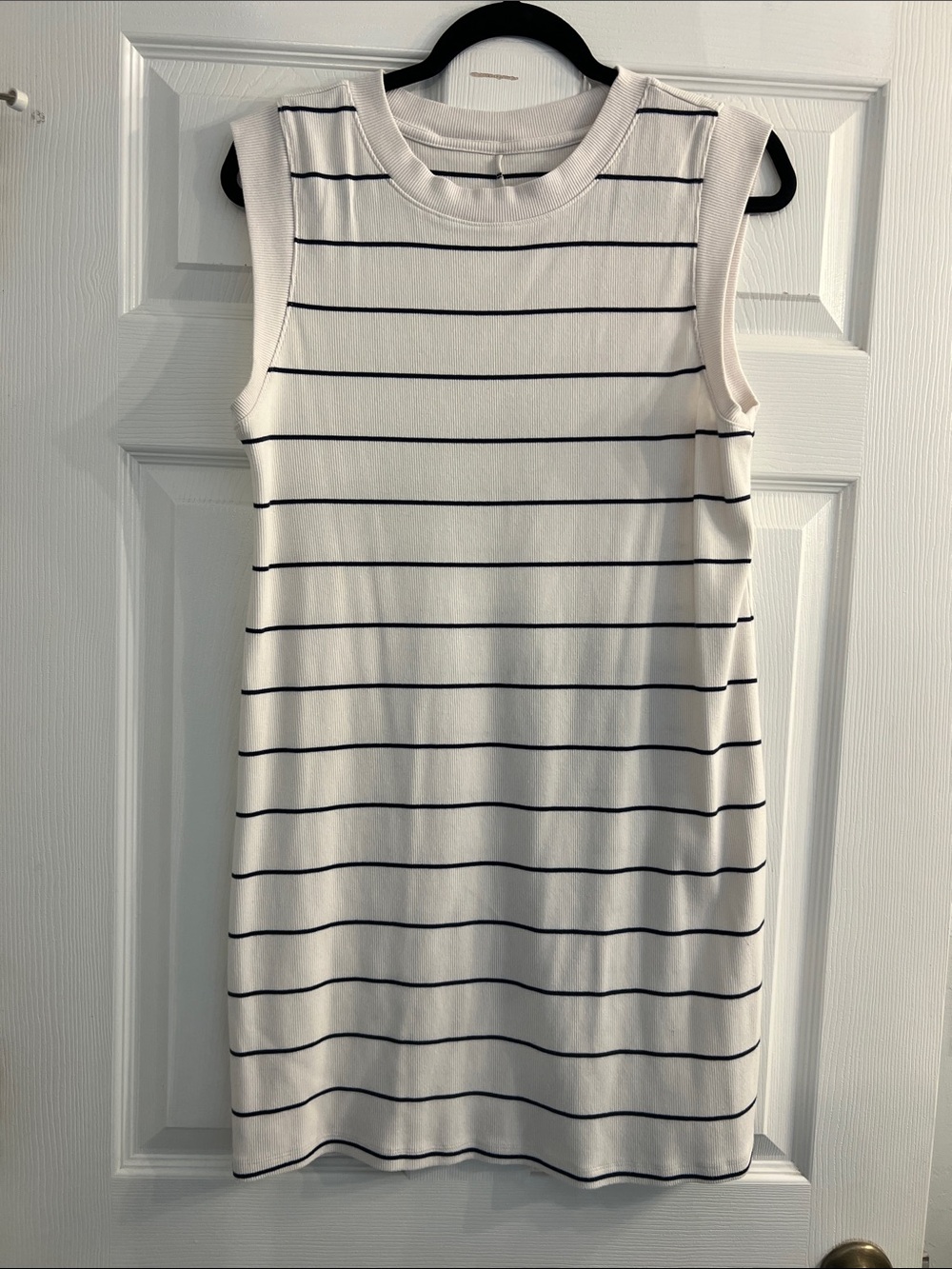 a new day White Sleeveless Dress with Navy Stripes
